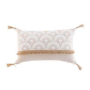 Coussin déhoussable à pompons en coton et jute beige 40 x 4…