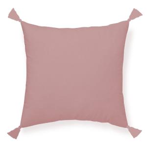 Coussin déhoussable à pompons uni gaze de coton  40x40 cm R…