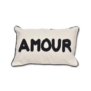 Coussin déhoussable amour polyester naturel 30x50 cm