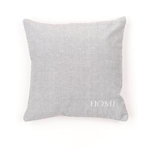 Coussin déhoussable avec broderie coton uni  40x40 cm Gris