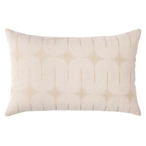 Coussin déhoussable en polycoton à imprimé métallisé beige…