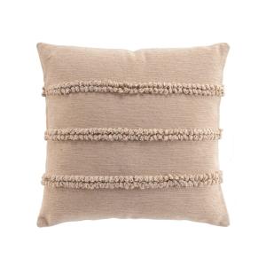 Coussin déhoussable en polycoton avec bandes bouclées natur…