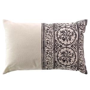 Coussin déhoussable en polycoton imprimé écru et noir 40 x…