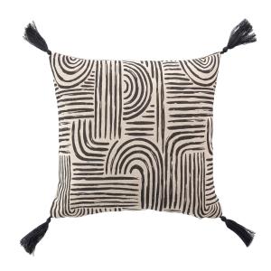 Coussin déhoussable en polycoton imprimé écru et noir 45 x…