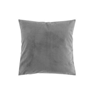 Coussin déhoussable en velours côtelé gris 40 x 40