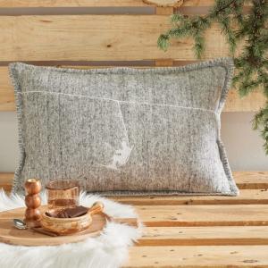 Coussin déhoussable rectangulaire brodé en flanelle  40x60c…