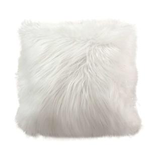 Coussin doux à poils longs écru 45 x 45 cm