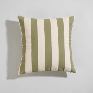 Coussin en coton à rayures beiges et kaki 45x45