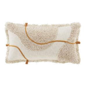 Coussin en coton beige, écru et orange 40x75