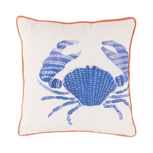 Coussin en coton biologique imprimé crabe bordure orange co…