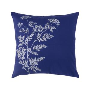 Coussin en coton blanc à motif angélique bleu 45 x 45 cm