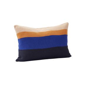 Coussin en coton bleu ambre et beige 60x40cm