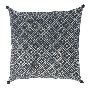 Coussin en coton bleu et noir 45cm