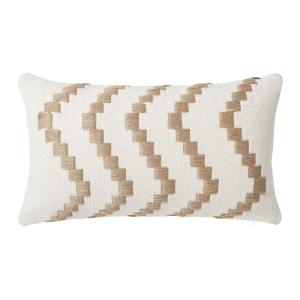 Coussin en coton écru motifs graphiques en jute 30x50