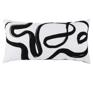 Coussin en coton imprimé blanc et noir 65x35