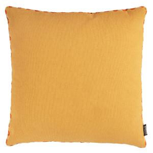 Coussin en coton jaune ocre et bord tissé 40x40