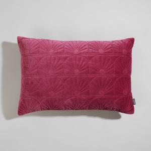 Coussin en coton motif en relief fuchsia 60x40