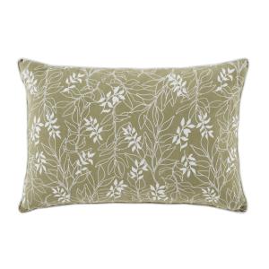 Coussin en coton motifs feuilles vert kaki et écrues 60x40