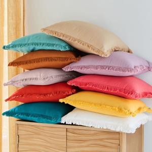 Coussin en coton orange corail 40x40cm