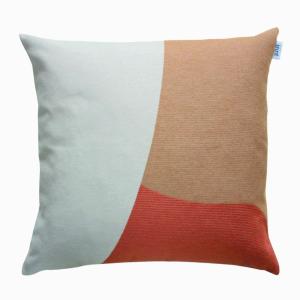 Coussin en coton recyclé ivoire, blanc, ambre et corail 50…