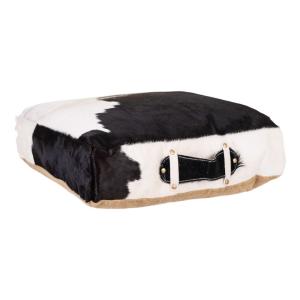 Coussin en cuir noir/blanc 48x10x48h