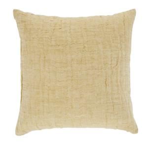 Coussin en gaze de coton et lin jaune sable 45x45