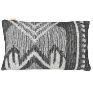 Coussin en laine ornement noir 35x60
