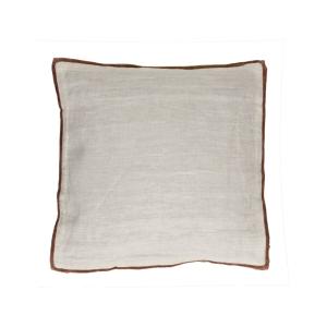 Coussin en lin blanc et cannelle 45X45