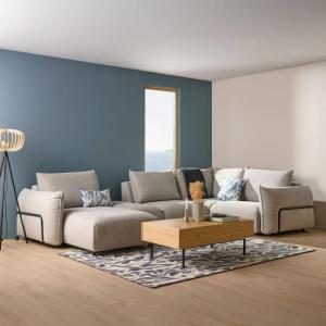 Coussin en lin et en coton ecru/bleu gris 30 x 50 cm