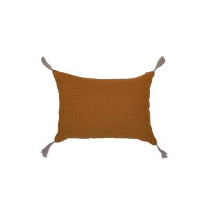 Coussin en lin lavé marron caramel 25x35