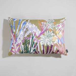 Coussin en lin motif floral multicolore 60x40