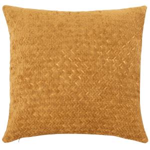 Coussin en polyester recyclé tissé jacquard jaune moutarde…