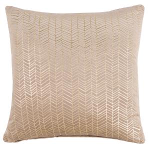 Coussin en suédine beige à motif imprimé géométrique doré 4…