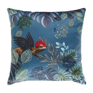 Coussin en suédine imprimé animal et feuillages 45x45