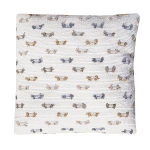 Coussin en tissu blanc poils multi couleur