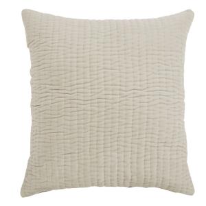 Coussin en velours de coton beige motif surpiqué 60x60