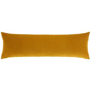 Coussin en velours de coton côtelé jaune ocre 35x115