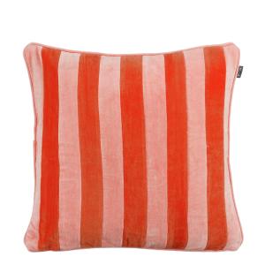 Coussin en velours de coton rose et rouge 45x45