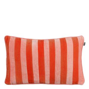 Coussin en velours de coton rose et rouge 55x35