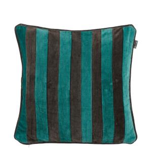 Coussin en velours de coton vert et gris 45x45