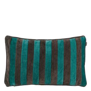 Coussin en velours de coton vert et gris 55x35