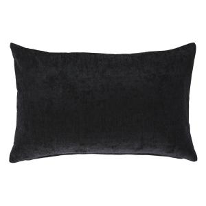 Coussin en velours de polyester recyclé noir charbon 40x60