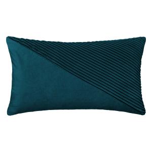Coussin en velours déhoussable avec plis bleu canard 50 x 3…