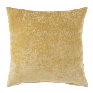 Coussin en velours effet vieilli jaune moutarde 45x45