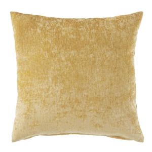 Coussin en velours effet vieilli jaune moutarde 60x60