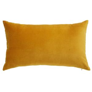 Coussin en velours jaune moutarde 30x50