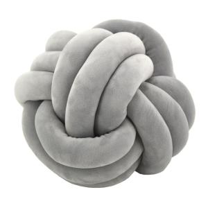 Coussin en velours noeud 25 cm gris