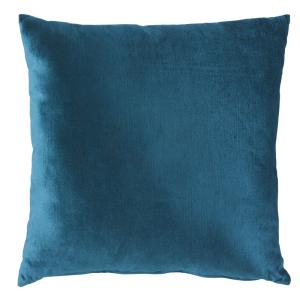 Coussin en velours soyeux bleu canard 45x45