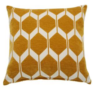 Coussin en velours tissé jacquard motifs graphiques jaune m…