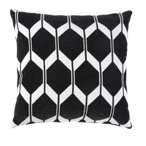Coussin en velours tissé jacquard motifs graphiques noirs e…